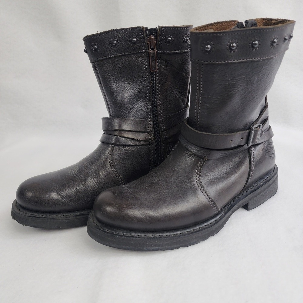 Harley-Davidson Mandy Women US 5.5M Motorcycle Ankle Boot Black Leather Side Zip
